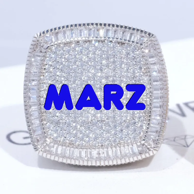 CUSTOM LETTER 3D ICED RING sold by The GUU Shop