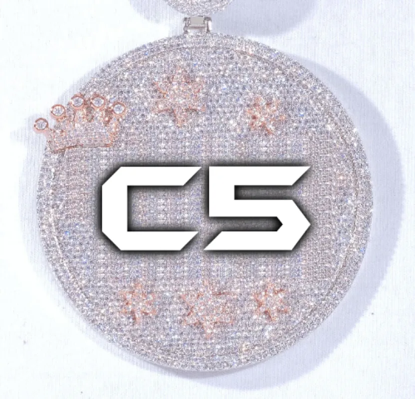 CUSTOM LETTER NECKLACE 3D BIG CROWN DISC sold by The GUU Shop