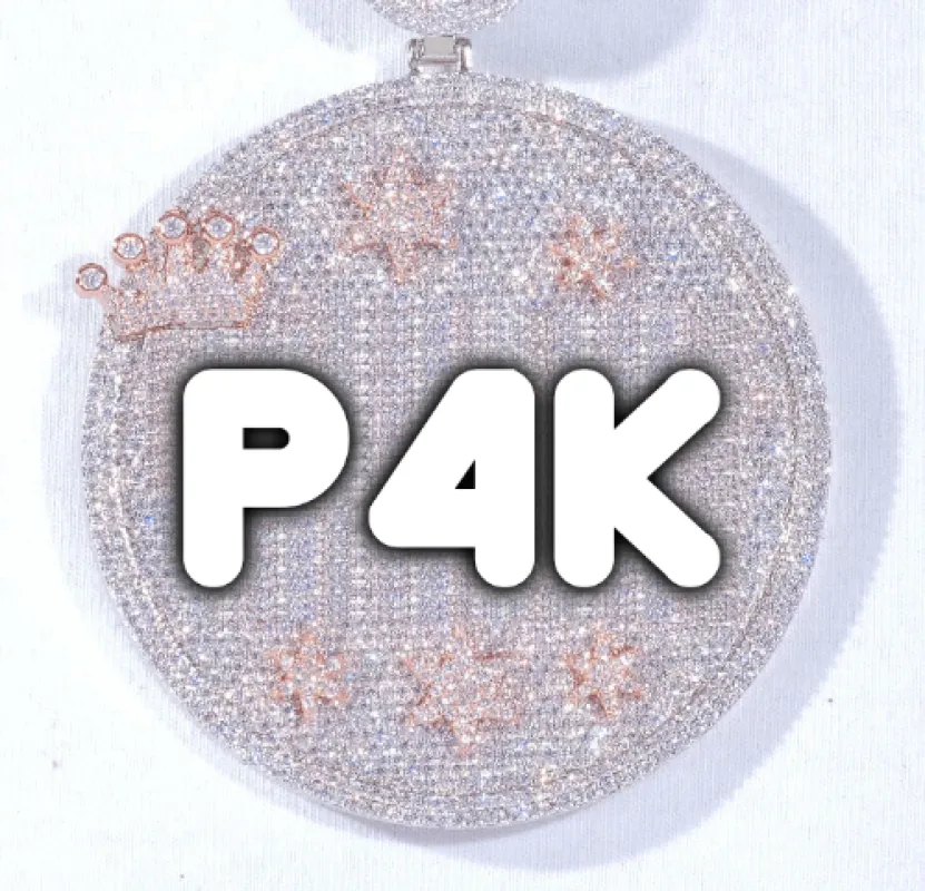 CUSTOM LETTER NECKLACE 3D BIG CROWN DISC sold by The GUU Shop