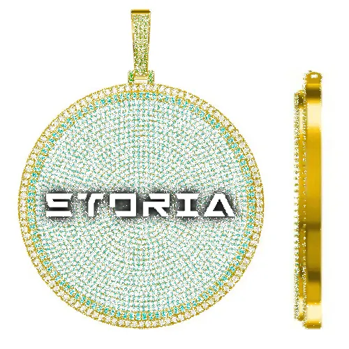 CUSTOM LETTER NECKLACE 3D BIG DISC sold by The GUU Shop