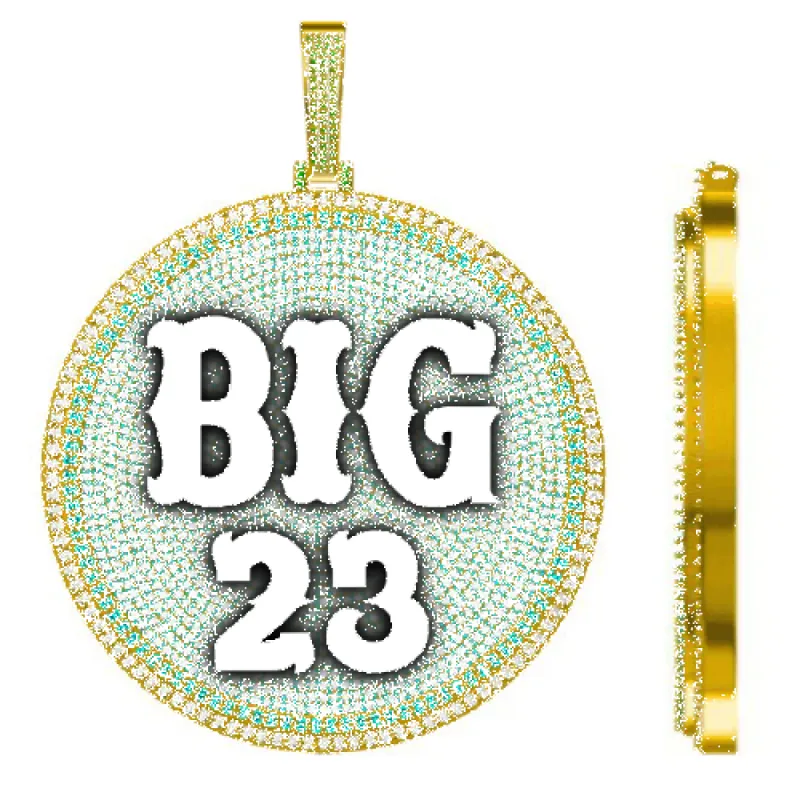 CUSTOM LETTER NECKLACE 3D BIG DISC sold by The GUU Shop