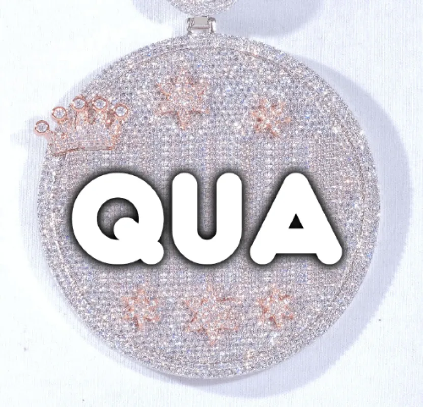 CUSTOM LETTER NECKLACE 3D BIG CROWN DISC sold by The GUU Shop
