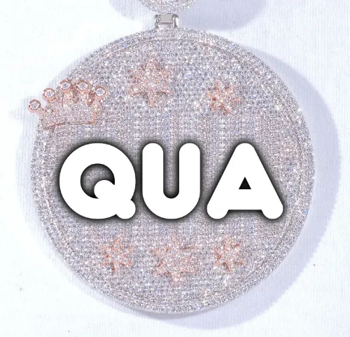 CUSTOM LETTER NECKLACE 3D BIG CROWN DISC sold by The GUU Shop