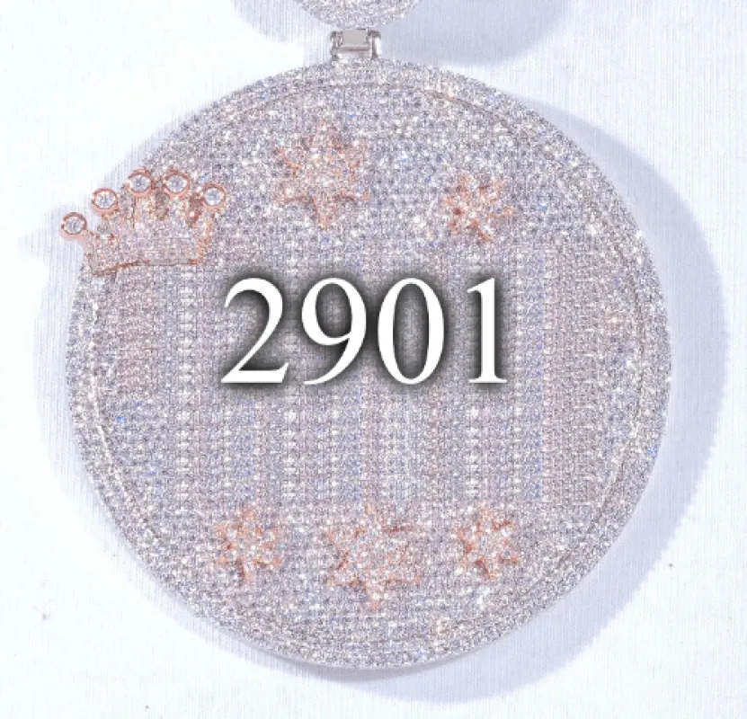 CUSTOM LETTER NECKLACE 3D BIG CROWN DISC sold by The GUU Shop