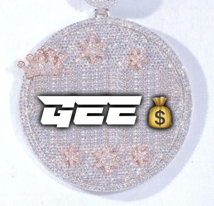 CUSTOM LETTER NECKLACE 3D BIG CROWN DISC sold by The GUU Shop