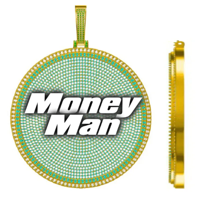 CUSTOM LETTER NECKLACE 3D BIG DISC sold by The GUU Shop