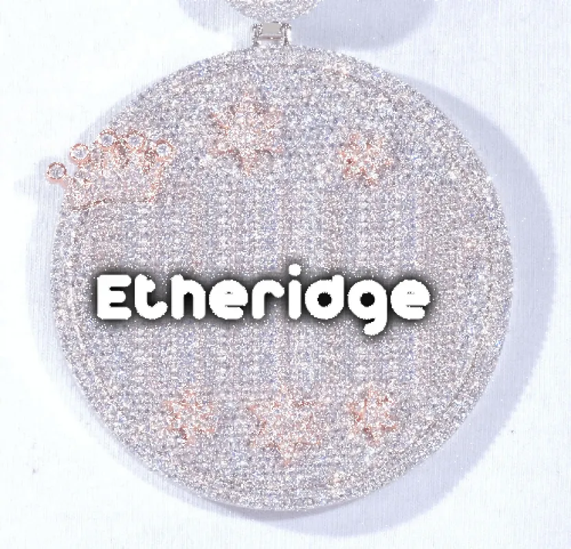 CUSTOM LETTER NECKLACE 3D BIG CROWN DISC sold by The GUU Shop