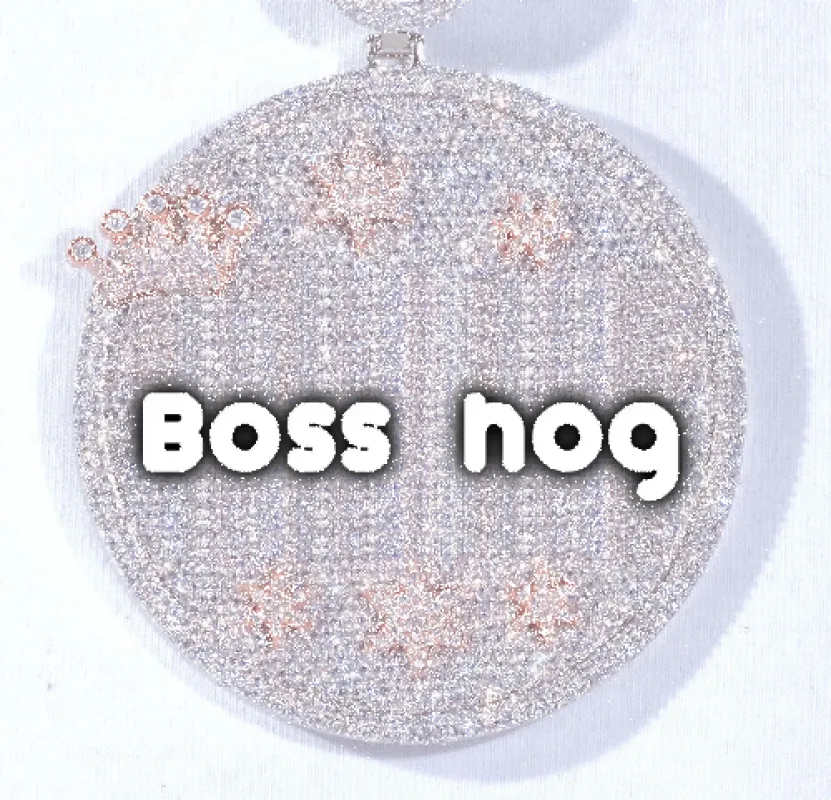 CUSTOM LETTER NECKLACE 3D BIG CROWN DISC sold by The GUU Shop