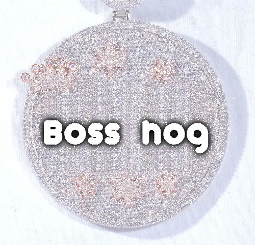 CUSTOM LETTER NECKLACE 3D BIG CROWN DISC sold by The GUU Shop