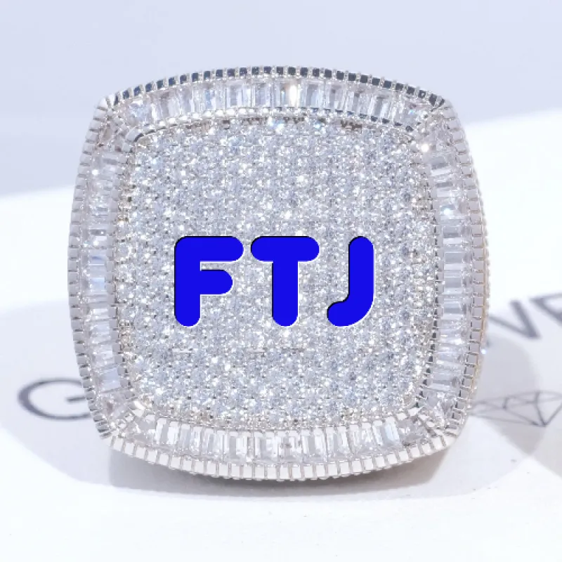 CUSTOM LETTER 3D ICED RING sold by The GUU Shop