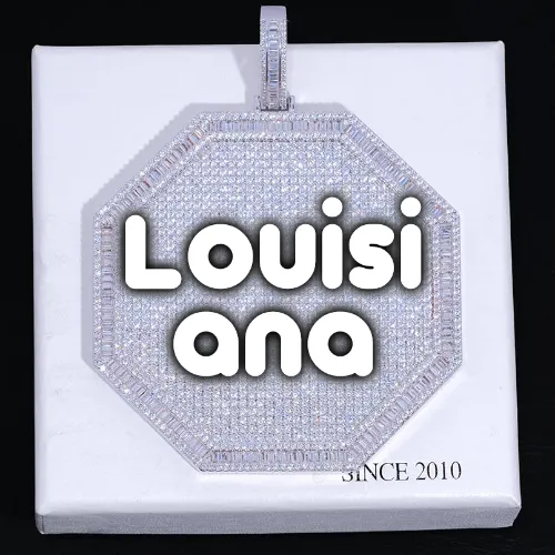 CUSTOM LETTER NECKLACE 3D BIG OCTAGON sold by The GUU Shop