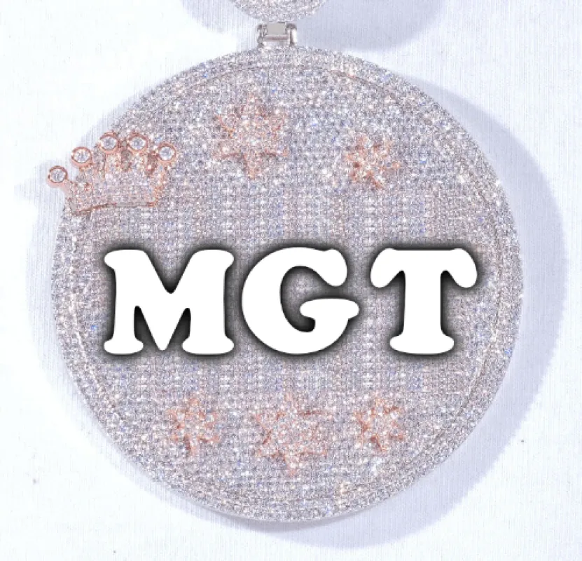 CUSTOM LETTER NECKLACE 3D BIG CROWN DISC sold by The GUU Shop
