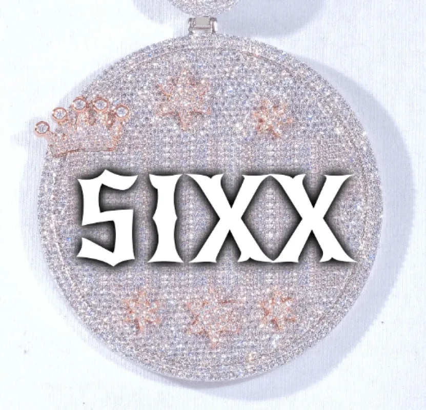 CUSTOM LETTER NECKLACE 3D BIG CROWN DISC sold by The GUU Shop