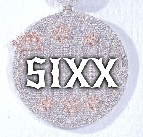 CUSTOM LETTER NECKLACE 3D BIG CROWN DISC sold by The GUU Shop