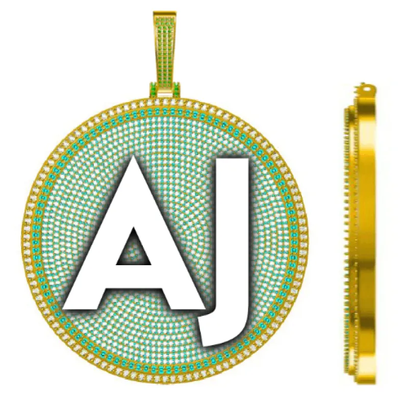 CUSTOM LETTER NECKLACE 3D BIG DISC sold by The GUU Shop