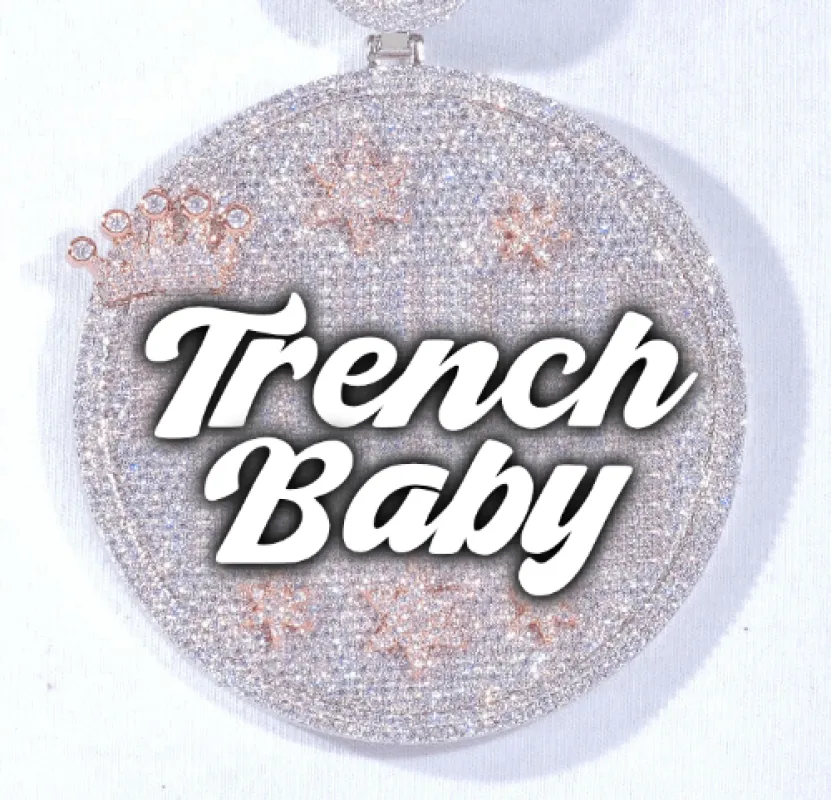 CUSTOM LETTER NECKLACE 3D BIG CROWN DISC sold by The GUU Shop