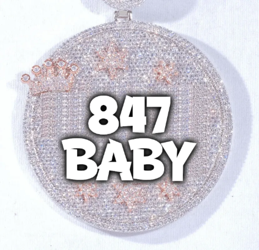 CUSTOM LETTER NECKLACE 3D BIG CROWN DISC sold by The GUU Shop