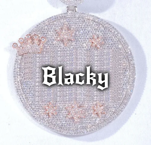 CUSTOM LETTER NECKLACE 3D BIG CROWN DISC sold by The GUU Shop