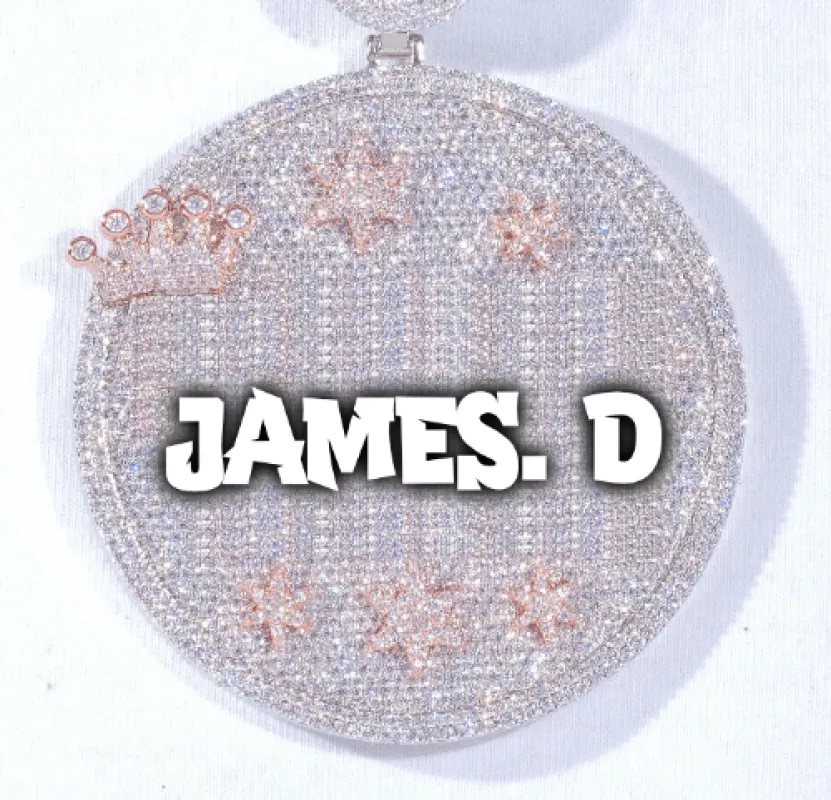 CUSTOM LETTER NECKLACE 3D BIG CROWN DISC sold by The GUU Shop