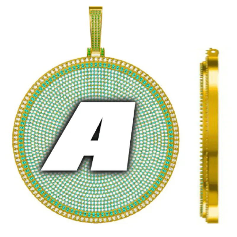 CUSTOM LETTER NECKLACE 3D BIG DISC sold by The GUU Shop