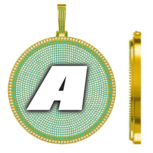 CUSTOM LETTER NECKLACE 3D BIG DISC sold by The GUU Shop