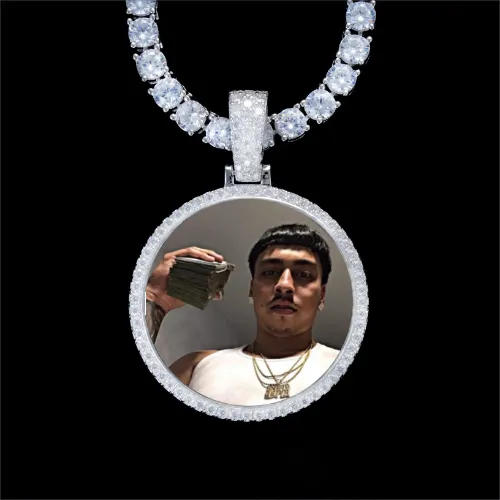 925S & VVS Moissanite 3D Circle Custom Picture Pendant sold by The GUU Shop