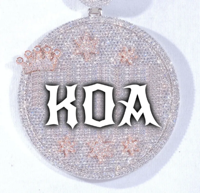 CUSTOM LETTER NECKLACE 3D BIG CROWN DISC sold by The GUU Shop