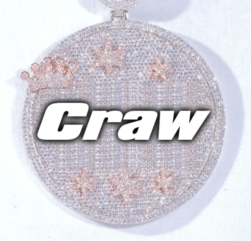 CUSTOM LETTER NECKLACE 3D BIG CROWN DISC sold by The GUU Shop