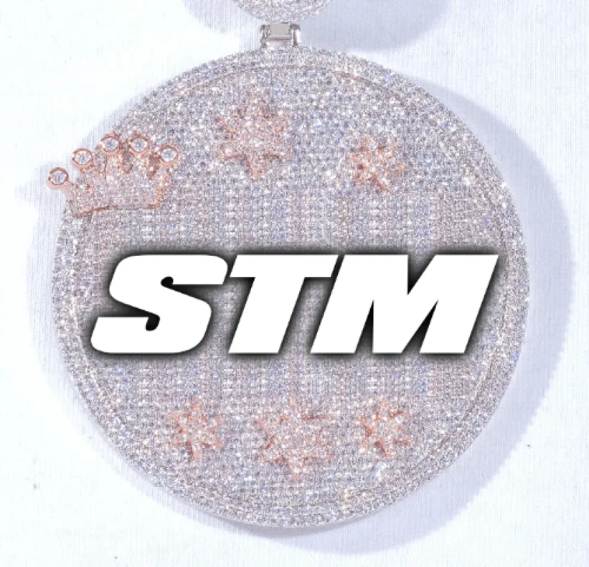 CUSTOM LETTER NECKLACE 3D BIG CROWN DISC sold by The GUU Shop