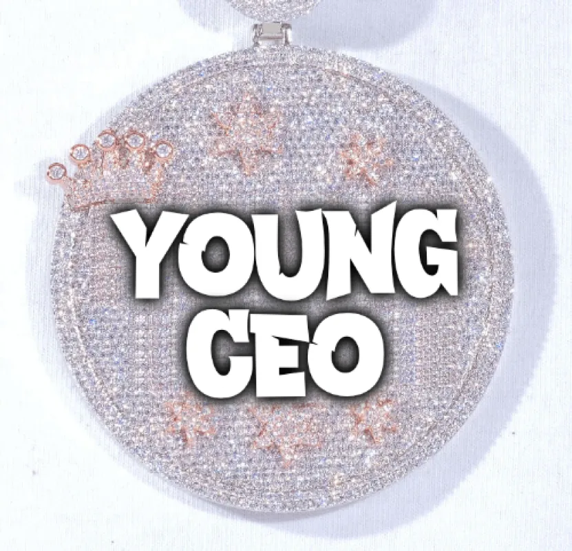 CUSTOM LETTER NECKLACE 3D BIG CROWN DISC sold by The GUU Shop