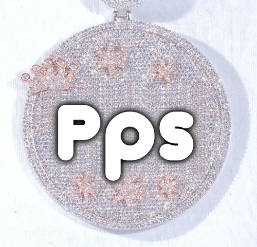 CUSTOM LETTER NECKLACE 3D BIG CROWN DISC sold by The GUU Shop