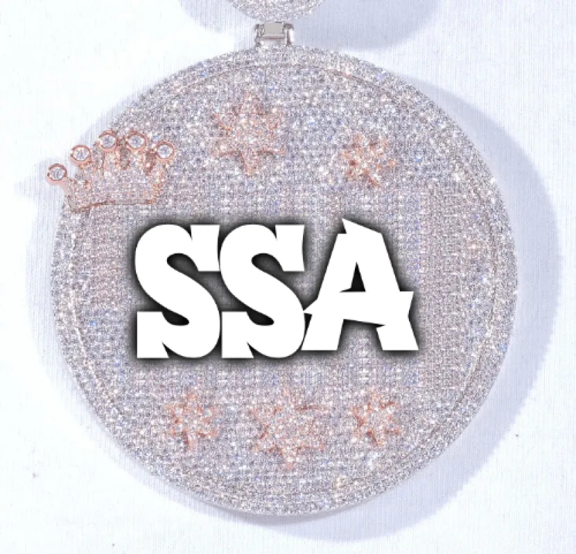 CUSTOM LETTER NECKLACE 3D BIG CROWN DISC made by The GUU Shop