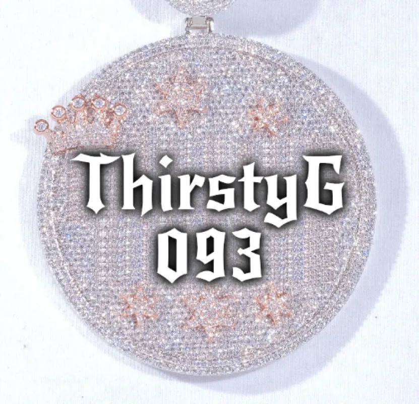 CUSTOM LETTER NECKLACE 3D BIG CROWN DISC sold by The GUU Shop