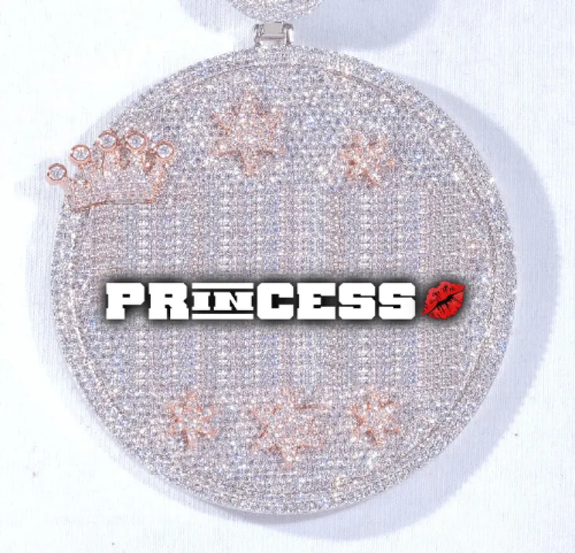 CUSTOM LETTER NECKLACE 3D BIG CROWN DISC sold by The GUU Shop