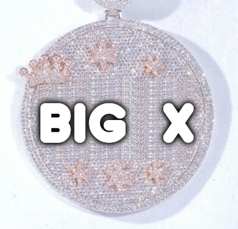 CUSTOM LETTER NECKLACE 3D BIG CROWN DISC sold by The GUU Shop