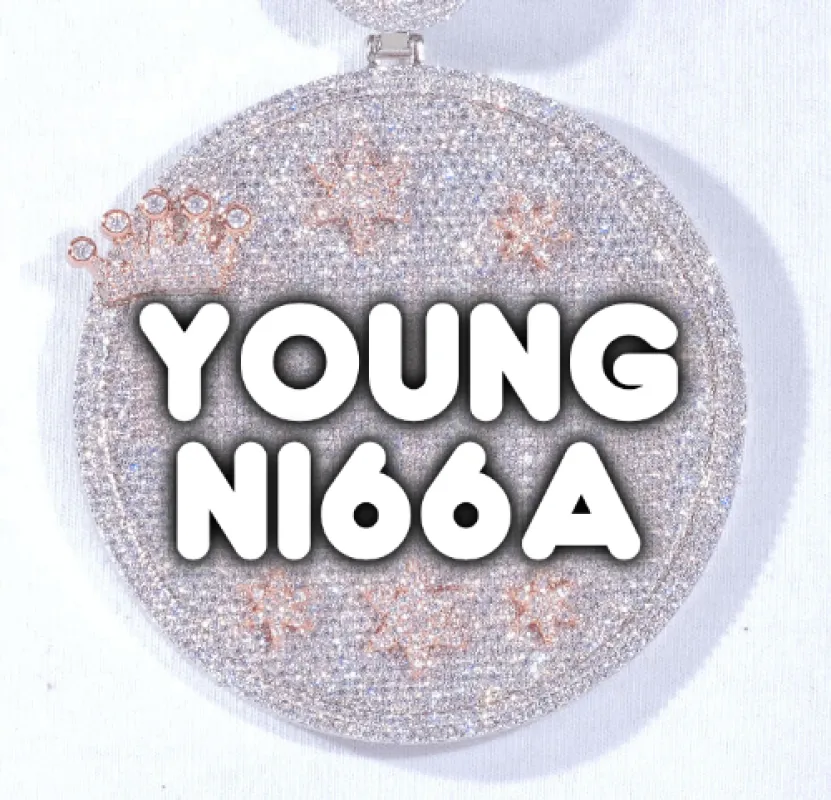 CUSTOM LETTER NECKLACE 3D BIG CROWN DISC sold by The GUU Shop