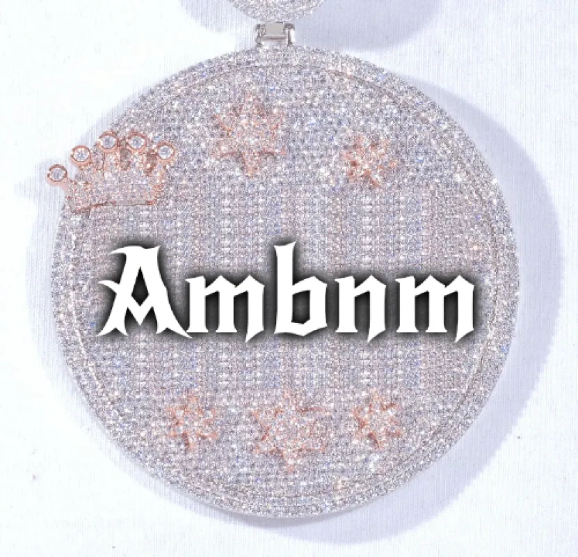 CUSTOM LETTER NECKLACE 3D BIG CROWN DISC sold by The GUU Shop