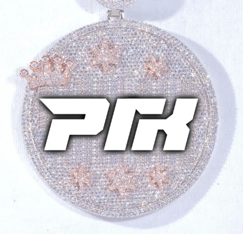 CUSTOM LETTER NECKLACE 3D BIG CROWN DISC sold by The GUU Shop