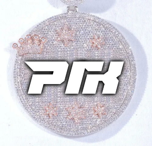 CUSTOM LETTER NECKLACE 3D BIG CROWN DISC sold by The GUU Shop