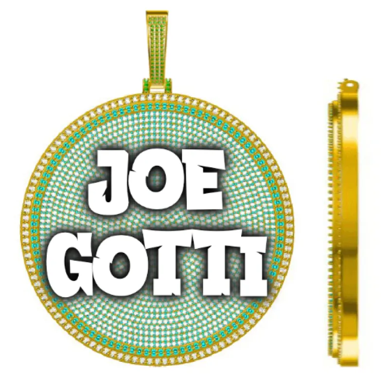 CUSTOM LETTER NECKLACE 3D BIG DISC sold by The GUU Shop