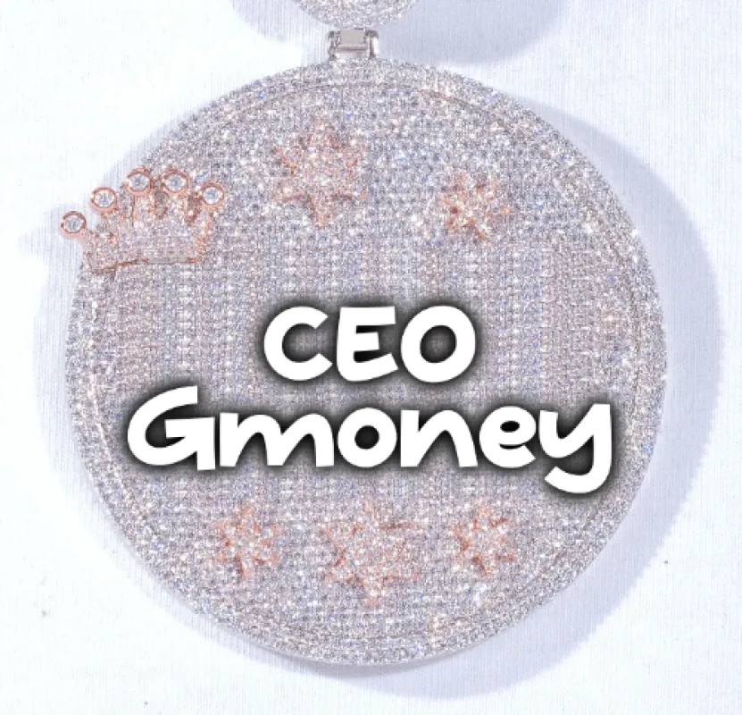 CUSTOM LETTER NECKLACE 3D BIG CROWN DISC sold by The GUU Shop