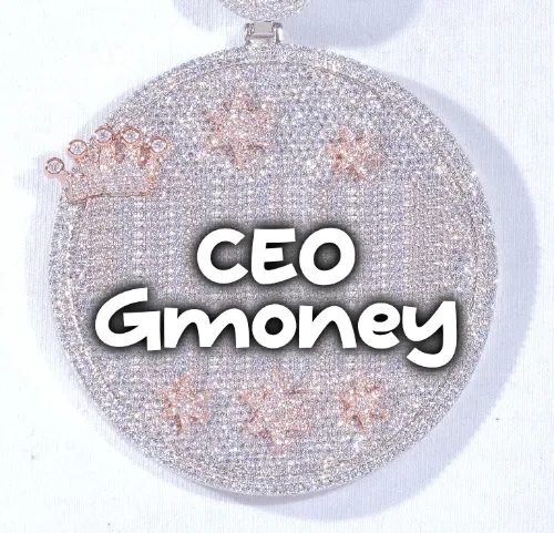 CUSTOM LETTER NECKLACE 3D BIG CROWN DISC sold by The GUU Shop