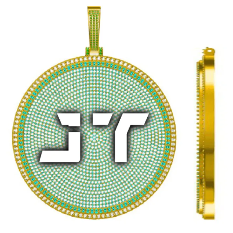 CUSTOM LETTER NECKLACE 3D BIG DISC sold by The GUU Shop