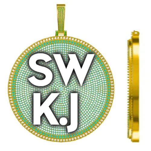 CUSTOM LETTER NECKLACE 3D BIG DISC sold by The GUU Shop