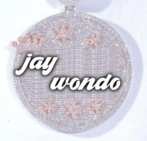 CUSTOM LETTER NECKLACE 3D BIG CROWN DISC sold by The GUU Shop