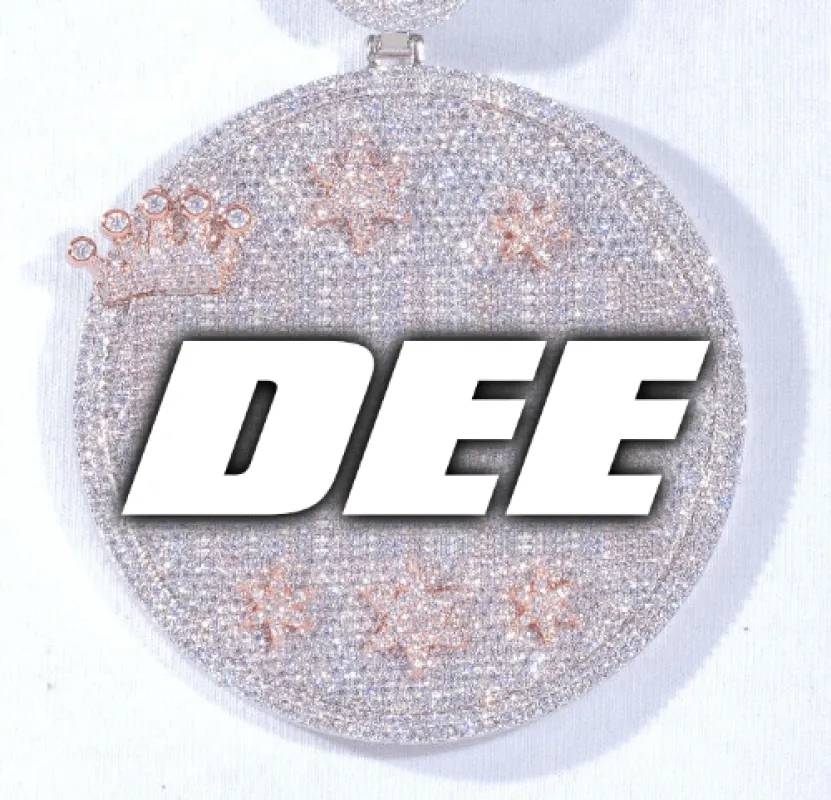 CUSTOM LETTER NECKLACE 3D BIG CROWN DISC sold by The GUU Shop