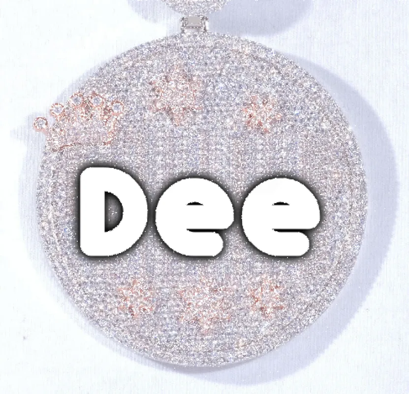 CUSTOM LETTER NECKLACE 3D BIG CROWN DISC sold by The GUU Shop