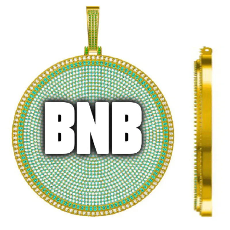 CUSTOM LETTER NECKLACE 3D BIG DISC sold by The GUU Shop