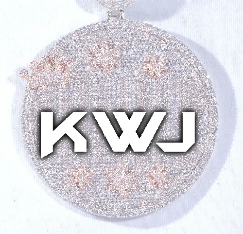 CUSTOM LETTER NECKLACE 3D BIG CROWN DISC sold by The GUU Shop