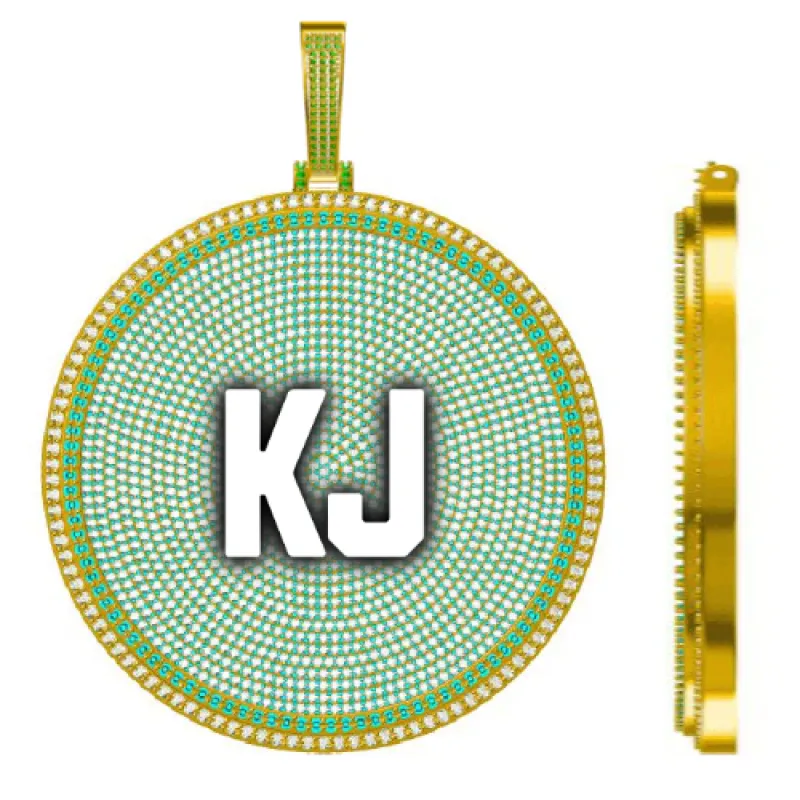 CUSTOM LETTER NECKLACE 3D BIG DISC sold by The GUU Shop